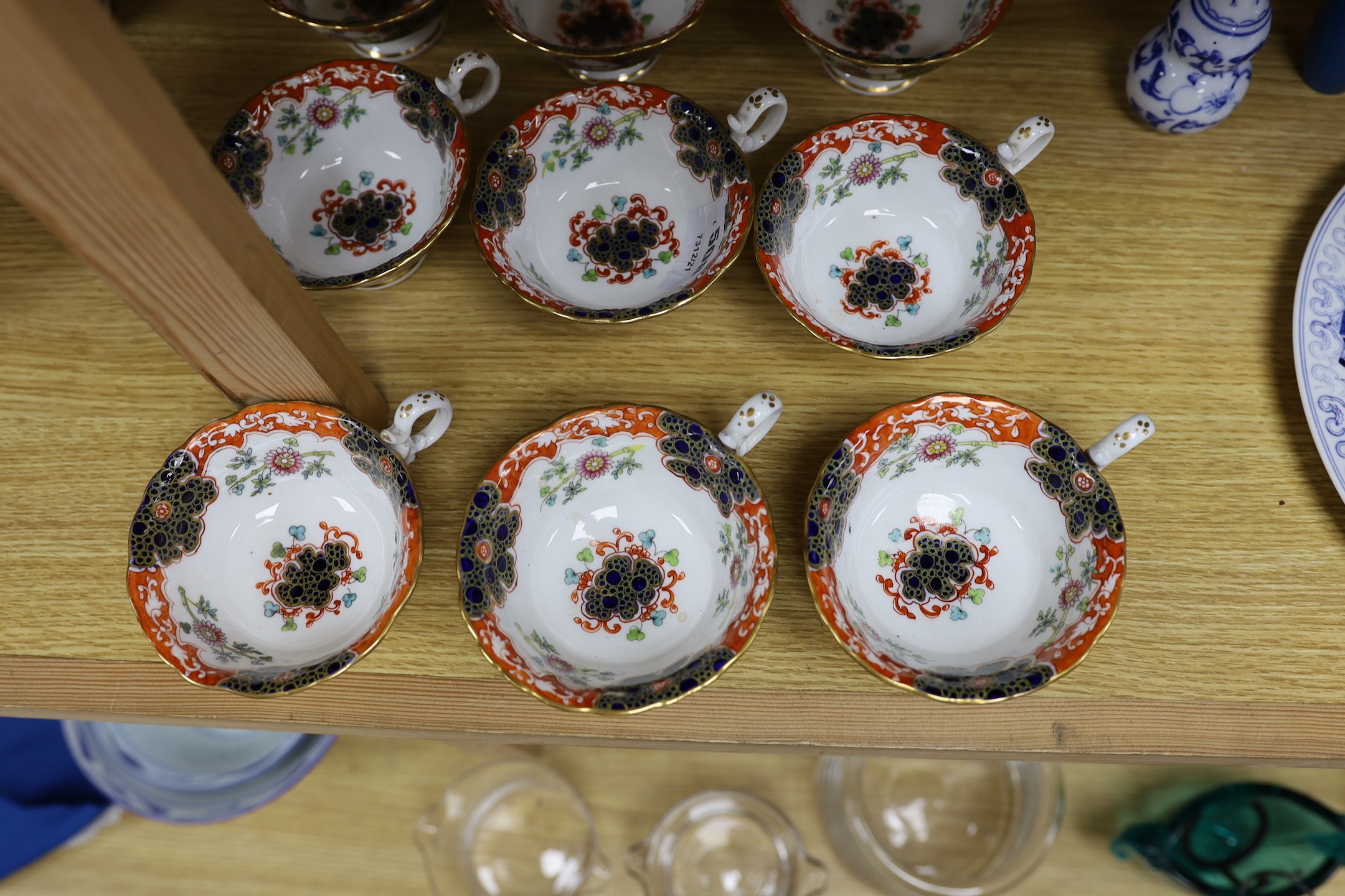 Nine 19th century English porcelain teacups